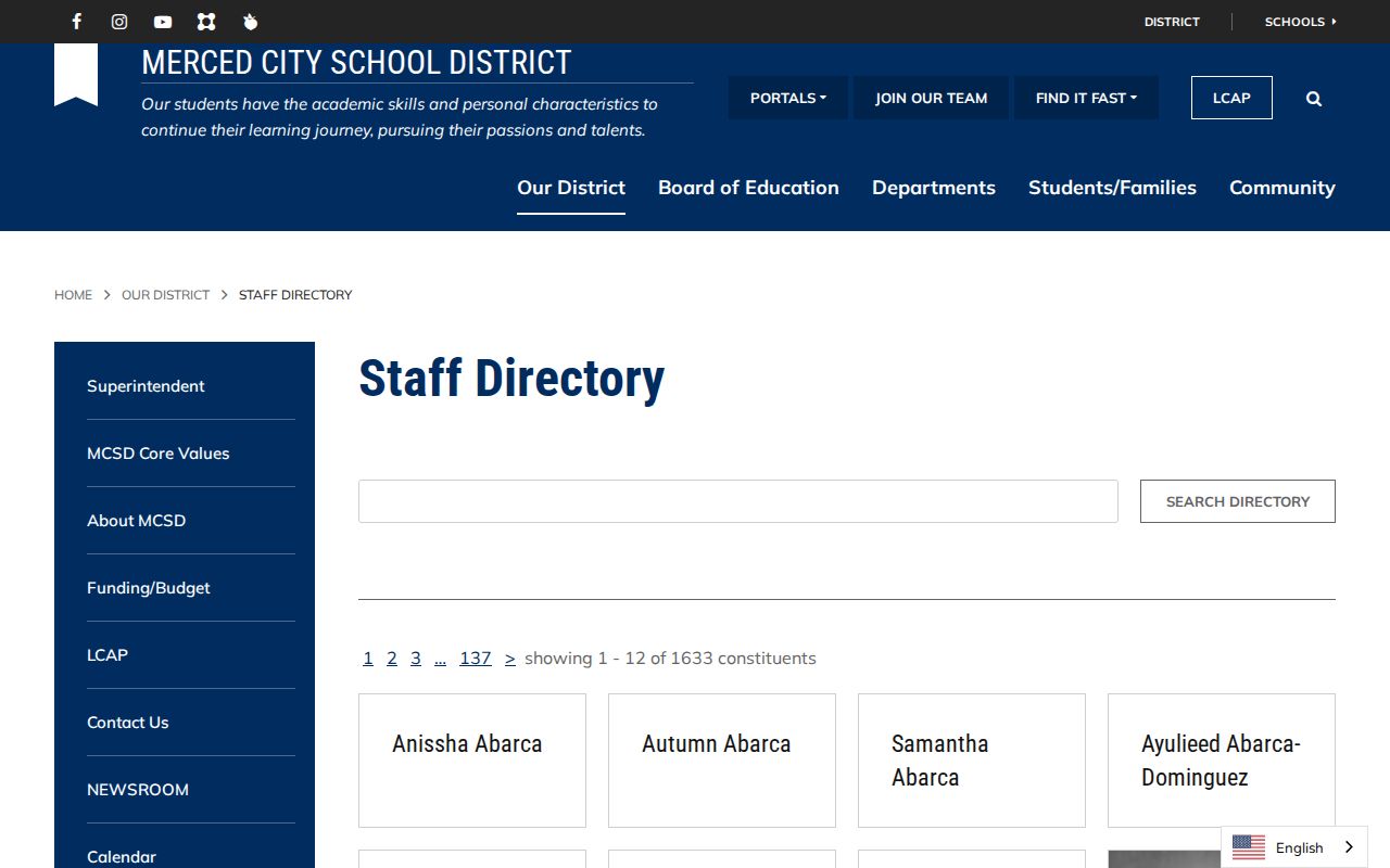 Merced people directory for city school district staff